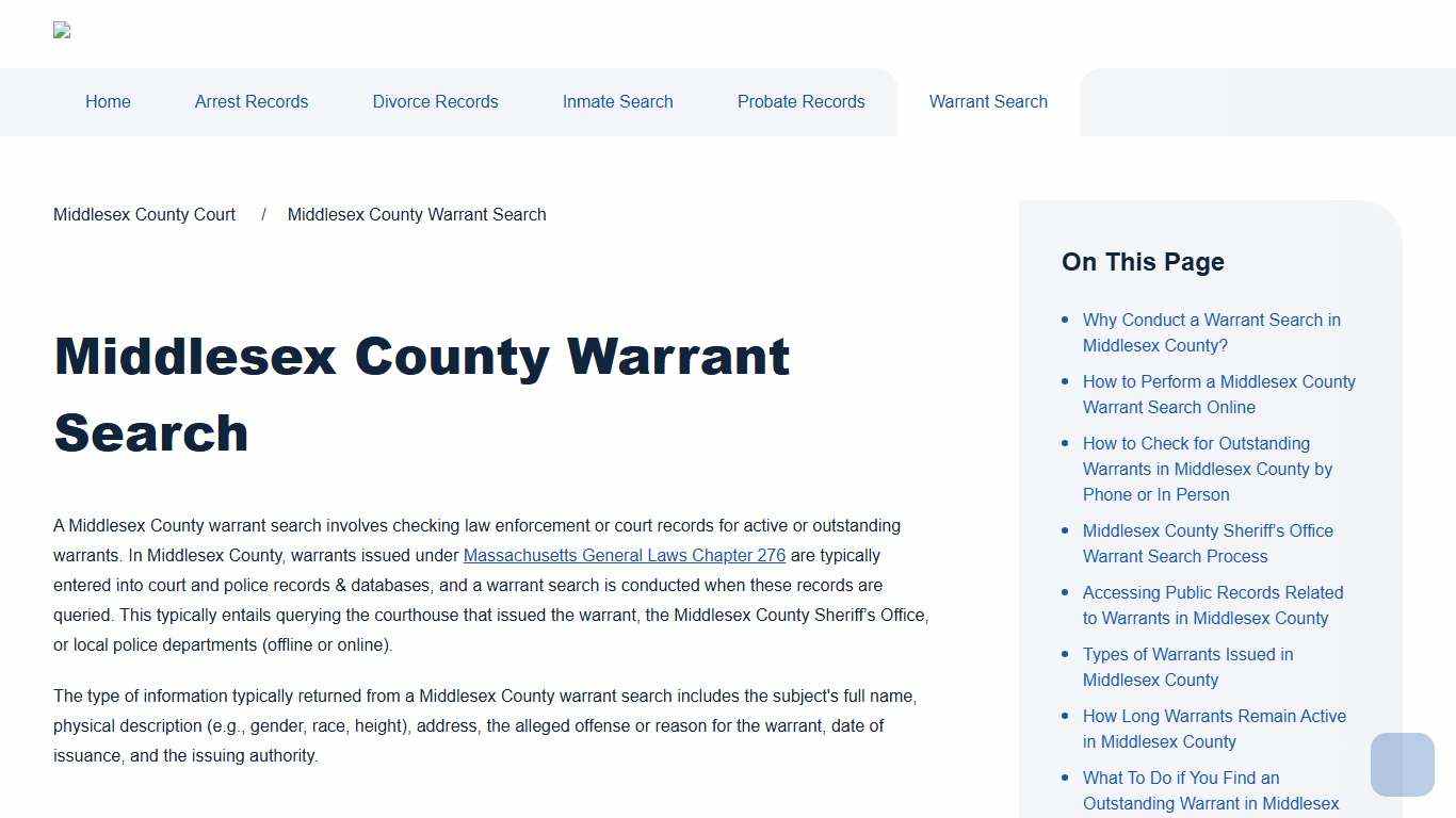 Middlesex County Warrant Search Middlesex County Court